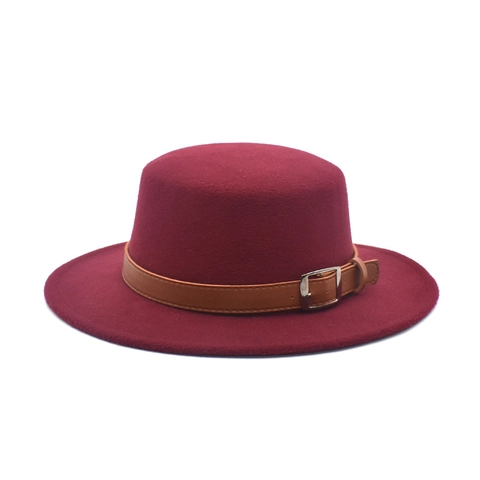 Cappello Boater In Feltro Di Lana Tesa Larga Stile Britannico Retrò Per Uomo Donna Con Cinturino In Pelle Jazz Fedora