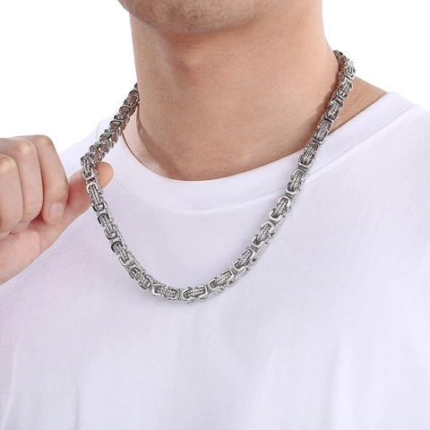 Edelstahl Byzantinische Kette Halskette Retro Hip Hop Punk Massive King Chain Für Herren Damen Schwerer Schmuck