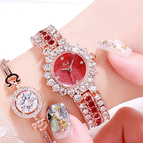 Montre à Quartz de Luxe en Strass pour Femme Cadran Ciel Étoilé Bracelet en Alliage Élégante Mode Bijoux Cadeau