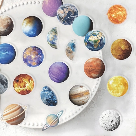 Sonnensystem Planeten Aufkleber Wasserdicht PET Cartoon Astronomie Decals Für DIY Gitarre Laptop Skateboard Schreibwaren Deko