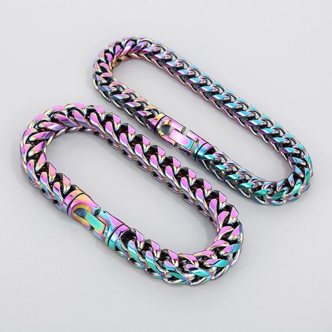 Collar De Cadena De Dragón De Acero De Titanio Para Hombre Pulido Hip Hop Punk Streetwear Joyería Multicolor Oro Negro Azul