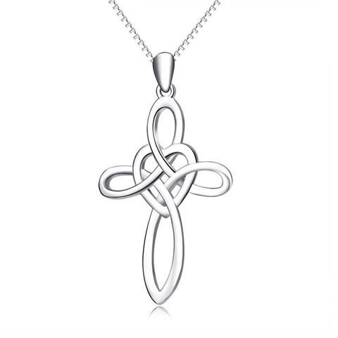 Collana Con Pendente A Croce In Argento Sterling 925 Nodo Celtico Cuore Per Donna Gioielli Religiosi Eleganti