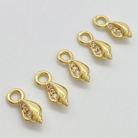 Mini Pendentif Coquillage En Cuivre Plqué Or Avec Zircon Micro Inlaid Pour Création De Bijoux Collier Bracelet DIY