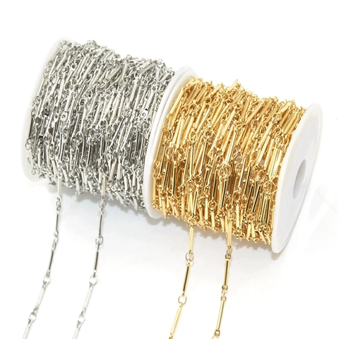 Catena Per Creazione Di Gioielli Tubolare Con Giunto In Bambù Placcato Oro 14 Carati In Rame Per Collana Bracciale Fai Da Te