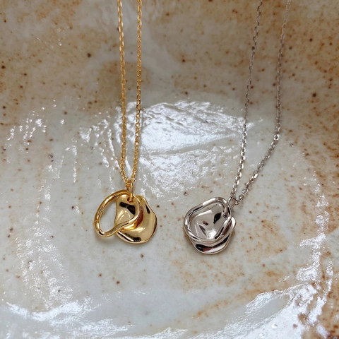 Collana In Argento Sterling 925 Pendente Geometrico Lava Irregolare Gioielli Chic Minimalisti Regalo Donna