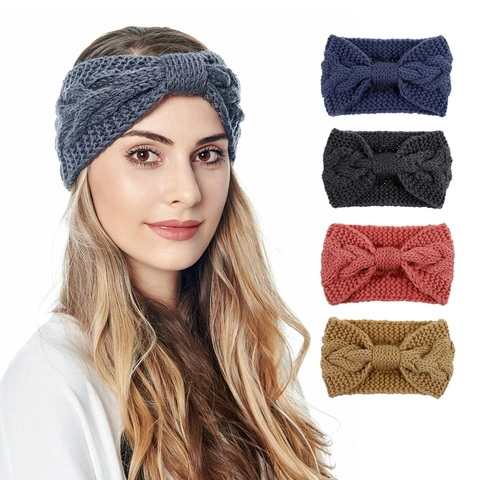 Cable Knit Headband Ear Warmer Winter Warm Twist Knot Crochet Hair Band For Women Autumn Winter Fashion