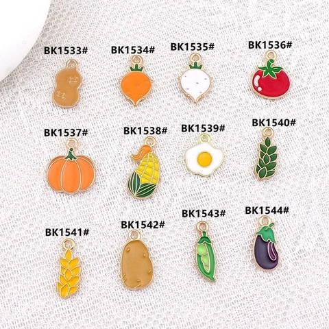Pendenti In Smalto Diy Forme Di Frutta Verdura Cibo Ciondoli In Lega Di Zinco Per Creazione Gioielli Accessori Artigianali