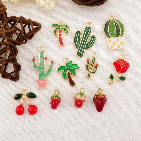 Enamel Alloy Charms Pendants Tropical Plant Fruit Flower For DIY Jewelry Making Earring Necklace Bracelet Accessories