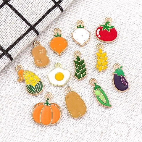 Pendenti In Smalto Diy Forme Di Frutta Verdura Cibo Ciondoli In Lega Di Zinco Per Creazione Gioielli Accessori Artigianali