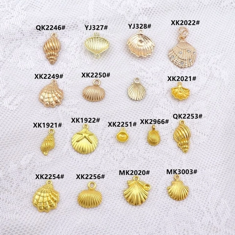 Thème Océan Coquillage Conque Étoile De Mer Breloques Alliage De Zinc Métal Strass Pendentifs Pour Création De Bijoux DIY Or Or Rose