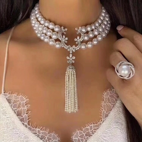 Elegante Ciondolo In Rame E Zircone A Fiore Connettore Per Collana Di Künstliche Perle Multistrato Creazione Di Gioielli DIY