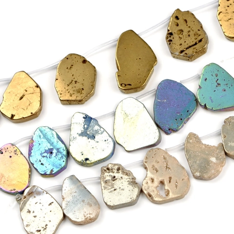 Natural Agate Geode Slices Irregular Gemstone Beads Electroplated Drusy Quartz For DIY Jewelry Making Handmade Jewelry
