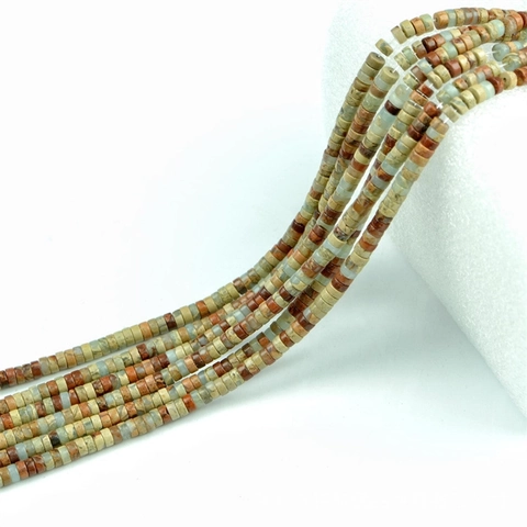 Perle In Pietra Naturale Pelle Di Serpente Mini Distanziatori Cilindrici Piatti Per Creazione Di Gioielli Fai Da Te Colorate Intagliate A Mano