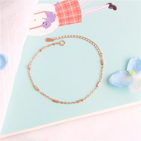 Pulsera De Cilindro Geométrico Minimalista De Cobre Chapado En Oro Rosa Con Cierre De Plata Joyería Para Mujer