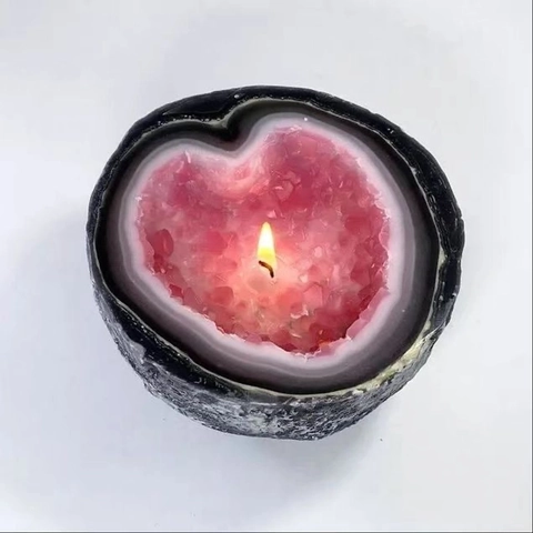 Cuenco de Vela de Resina Estilo Geoda Retro Portavelas de Aromaterapia para Decoración de Mesa de Hogar Textura de Cristal de Geoda