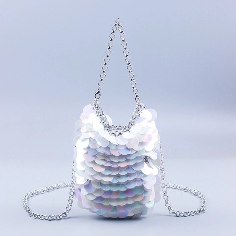 Mini Pailletten Umhängetasche Acryl Metall Fischschuppen Handytasche Für Party Bankett Mode Glänzende Damen Accessoires