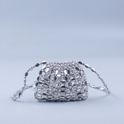 Handgefertigte Gewebte Perlen Umhängetasche Acryl Pailletten Mini Handtasche Party Hochzeit Abendessen Mode Retro Für Frauen