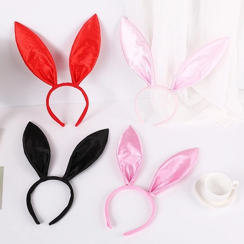 Cerchietto Con Orecchie Di Coniglio In Satin Morbida Fascia Per Capelli Per Pasqua Halloween Cosplay Festa Copricapo Novità