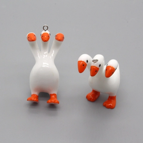 Kreativer Dreiköpfiger Gans Anhänger Harz Tier Charm Für DIY Halskette Ohrring Schlüsselanhänger Lustiger Schmuck
