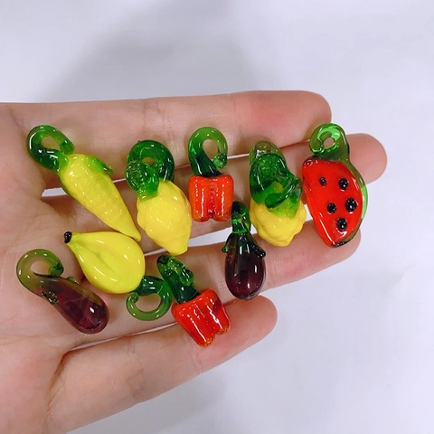 Pendentifs Fruits Légumes En Verre Lampwork Mini Breloque Colorée Accessoires Fabrication Bijoux DIY Pour Boucles D'Oreilles