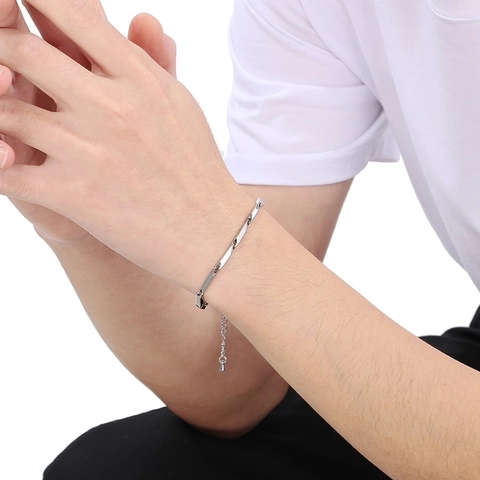 Stainless Steel Rhombus Link Bracelet Geometric Minimalist Jewelry For Men Women Adjustable Extension Chain Personalized