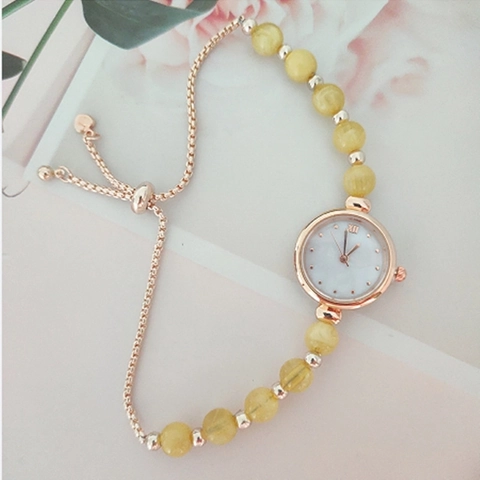 Fashion Light Luxury Women Bracelet Watch Quartz Analog Round Dial Artificial Pearl Bead Adjustable Alloy Wristwatch For Ladies