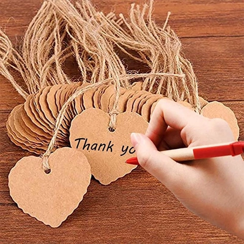 Etiquetas De Regalo De Papel Kraft En Forma De Corazón Con Cuerda De Yute Bordes Festoneados Para Bodas Fiestas Envoltura De Regalos Cartas Blancas