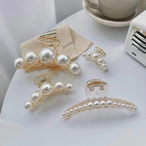 Pinzas Para El Cabello De Perlas Artificiales Elegantes Acrílico Transparente Pinzas De Pelo Para Mujeres Estilo Coreano Accesorios