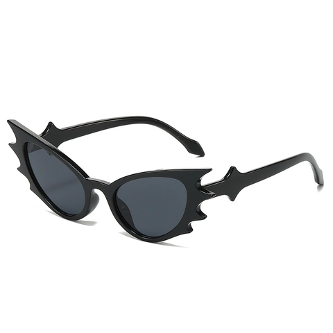Bat Wing Shape Sunglasses Gothic Irregular Cat Eye Plastic Frame Tinted PC Lens Trendy Hip Hop Party Costume Women