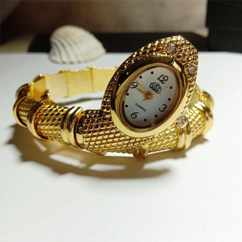 Reloj De Pulsera Para Mujer Forma De Serpiente Lujo Diamantes Aleación Reloj De Cuarzo Moda Elegante Joyería Envolvente