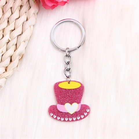 Acrylic Glitter Keychain Heart Gnome Sweater Hat Charm Pendant Valentine's Day Gift Stainless Steel Key Ring