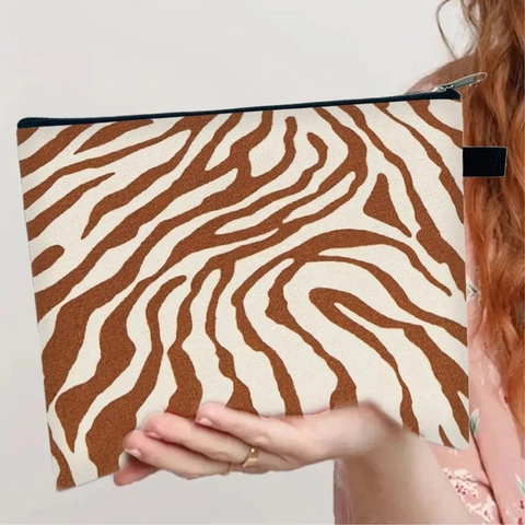 Trousse De Toilette Imprimé Animal Polyester Fermeture Éclair Organisateur De Maquillage Portable Sac À Main