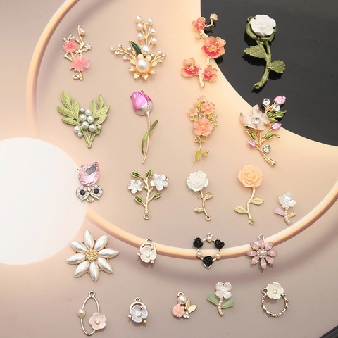 Alloy Floral Leaf Animal Enamel Charms For DIY Jewelry Making Necklace Bracelet Earrings Craft Accessories Vintage