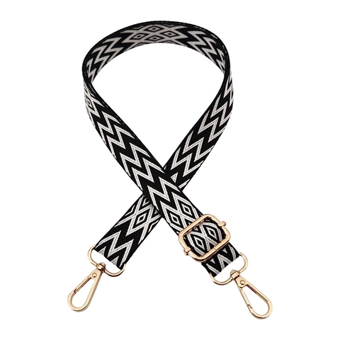Bohemian Geometric Wave Pattern Replacement Bag Strap Adjustable Woven Shoulder Strap For Crossbody Bags Accessories Handbag Belts Women