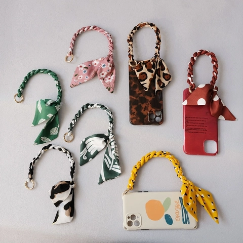 Woven Scarf Bag Strap Elegant Floral Leopard Print Short Handle Replacement Wristlet With Gold Metal Ring For Handbags