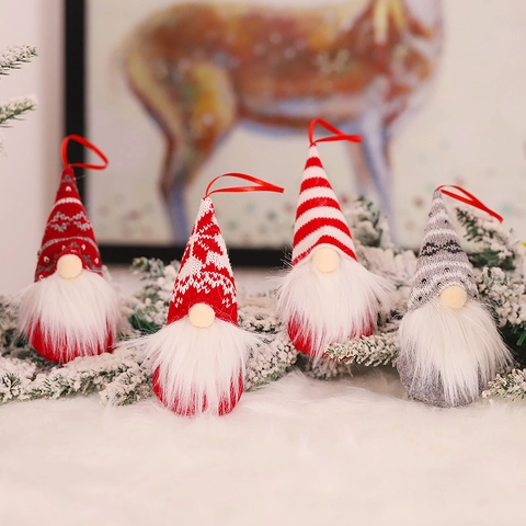 Adornos De Gnomos De Navidad De Felpa Tejida Piel Sintética Decoración De Tomte Colgante Para Árbol Estilo Festivo