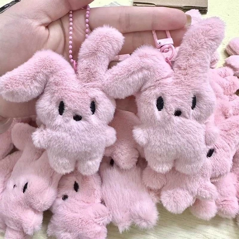Mignon Porte-clés Lapin en Peluche pour Femmes Filles Dessin Animé Bunny Pendentif de Sac à Dos Animal en Peluche Doux Cadeau