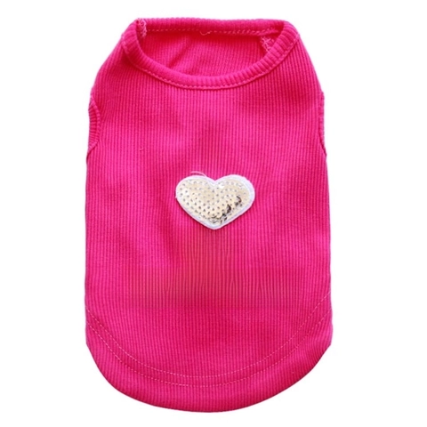Pet Dog Cat Vest Ribbed Cotton Tank Top Sequin Heart I Love My Mommy Daddy Sleeveless Apparel Casual Summer Clothes