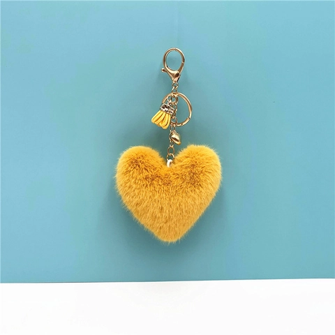 Portachiavi Peluche Cuore Pelliccia Sintetica Nappa Ciondolo Borsa Carino Amore Cuore Anello Lega Oro Chiusura
