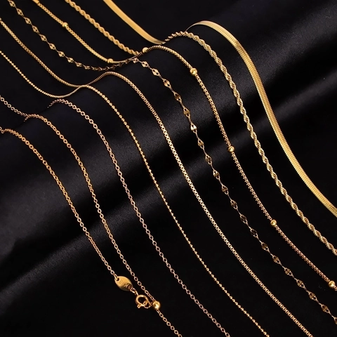 Collana A Catena In Acciaio Inossidabile Placcato Oro 18K Catene Semplici Minimaliste Per Donne Gioielli