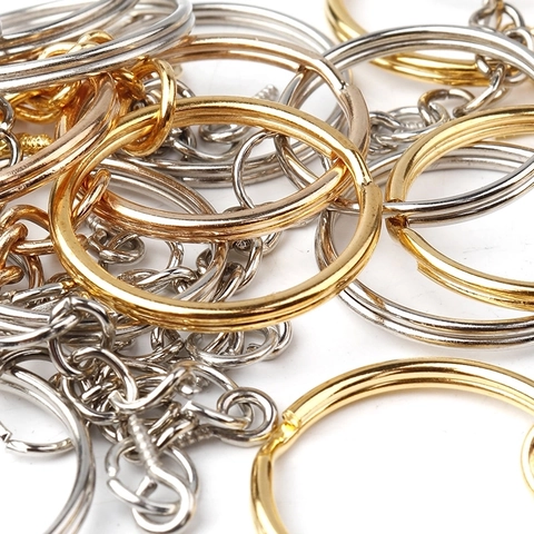 Electroplated Metal Keychain Rings With Chains Lobster Clasp Screw Eye Pin For DIY Handmade Jewelry Making Connectors