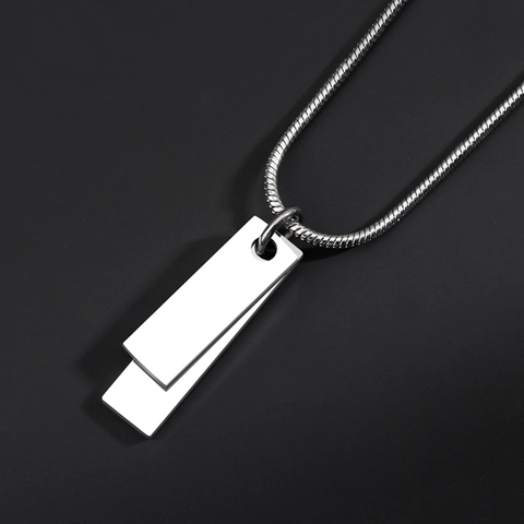 Collana Con Doppio Pendente Rettangolare Acciaio Inossidabile Lucidato Geometrico Minimalista Gioielli Da Uomo