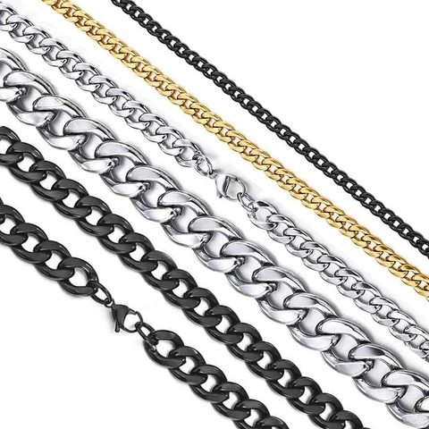 Cuban Link Chain Necklace Titanium Steel Hip Hop Punk Curb Chain Polished Finish Fashion Jewelry For Men Women