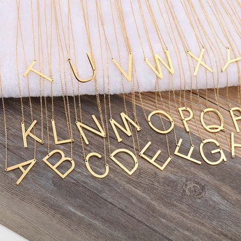 Alphabet Initial Anhänger Halskette Edelstahl Vergoldet Minimalistische Großbuchstaben Schmuck Für Frauen Mädchen