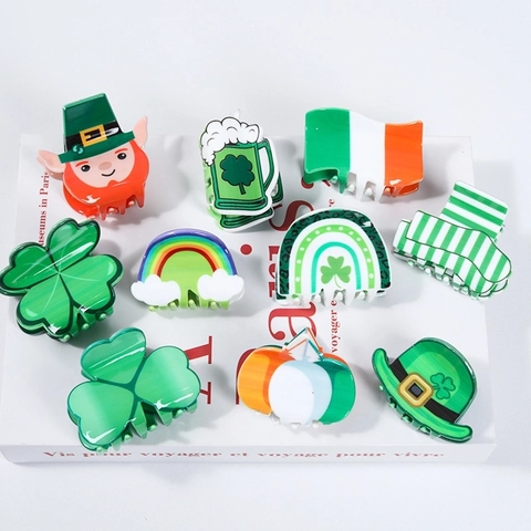 Pinza De Pelo San Patricio Acrílico Trébol Arco Iris Sombrero Leprechaun Irlandés Tocado Para Mujeres Niñas