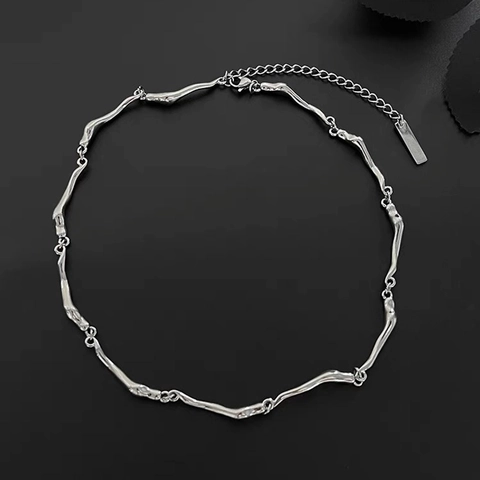 Irregular Wave Liquid Metal Necklace Titanium Steel Alloy Fluid Clavicle Chain Jewelry For Men Women Trendy Niche Design