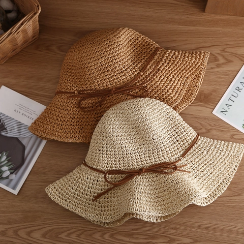 Women Straw Sun Hat Wide Brim Foldable Breathable Raffia Paper Woven Beach Travel Elegant Bow Lace Flower Decor