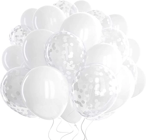 Collection De Décoration De Ballons Blancs Avec Ballons En Latex À Confettis Pour Mariage Anniversaire Fête