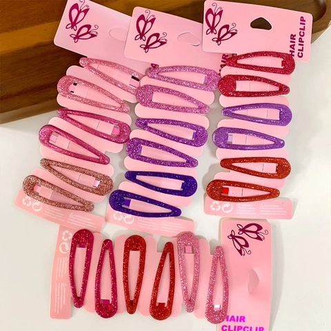 Barrettes À Cheveux Snap Pour Filles Paillettes Métal Forme Goutte D'eau Accessoires Colorés Doux Pour Enfants Tout-Petits Quotidien Fête Tenue Sécurisée