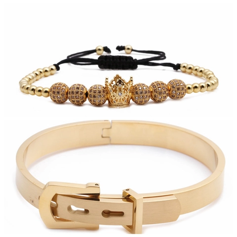 Edelstahl Kupfer Krone Geflochtenes Armband Und Römische Ziffer Armreif Verstellbar Zirkon Schmuck Mode